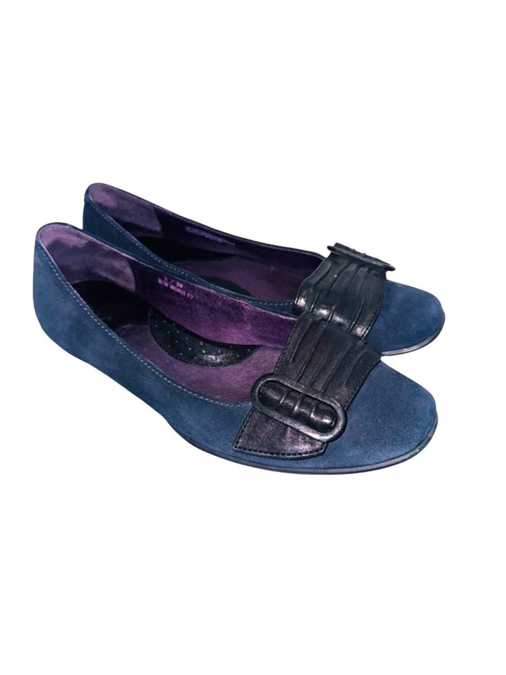 Born Blue Black Suede Leather Ballet Flat Loafter Casual Comfort Shoe Work 8 Bow